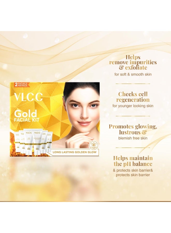 VLCC Gold Facial Kit & VLCC Diamond Facial Kit - 60g Each (Pack of 2) | Pamper your Skin for a Luminous Glow | Skin purifying with Parlour Glow | With Gold Bhasma, Colloidal Diamond & Aloe Vera - Image 4